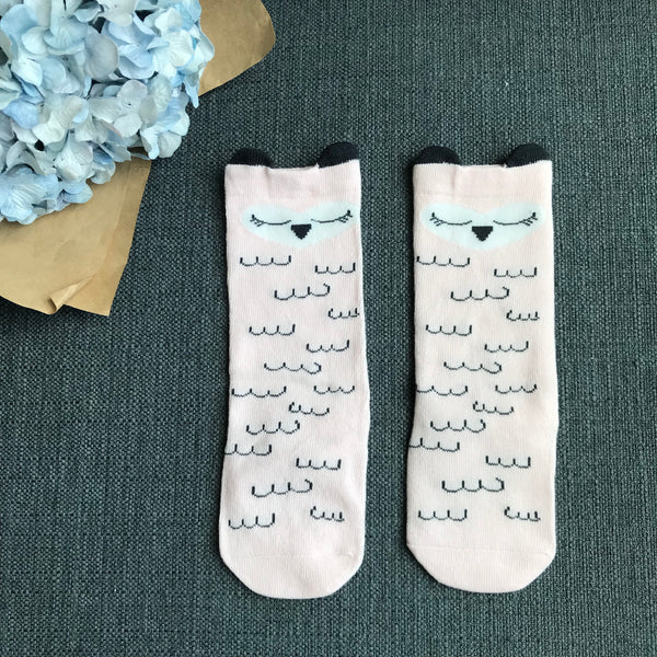 KNEE-LENGTH SOCKS // PINK SLEEPING OWL