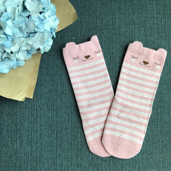 KNEE-LENGTH SOCKS // PINK SNOOZE BEAR