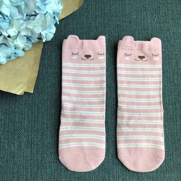 KNEE-LENGTH SOCKS // PINK SNOOZE BEAR