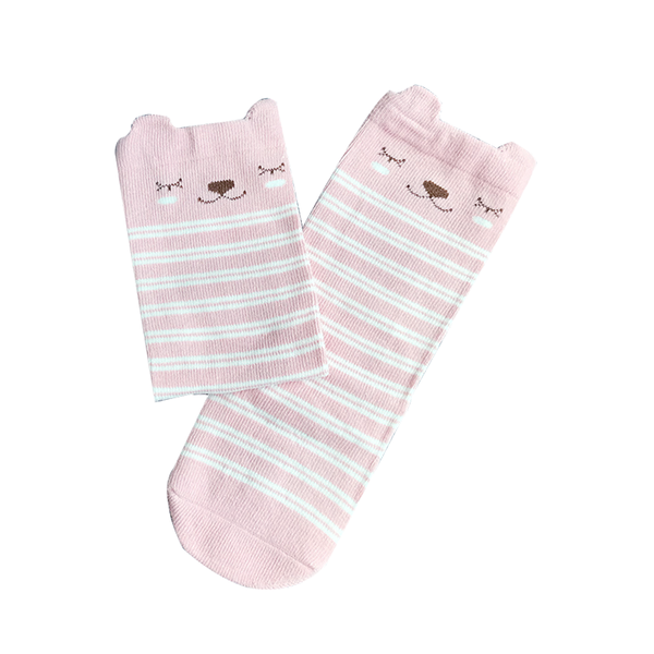 KNEE-LENGTH SOCKS // PINK SNOOZE BEAR