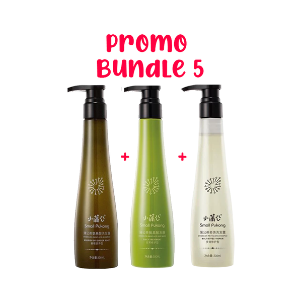 SMALL PUKONG BUNDLE 5 // GINGER ROOT SHAMPOO + DAILY TREATMENT HAIR MASK + 5-IN-1 SHAMPOO
