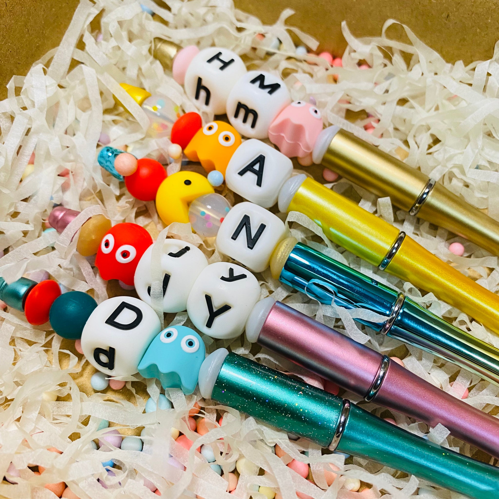GIFTS // CUSTOM INITIAL PENS (PAC-MAN & GHOSTS)
